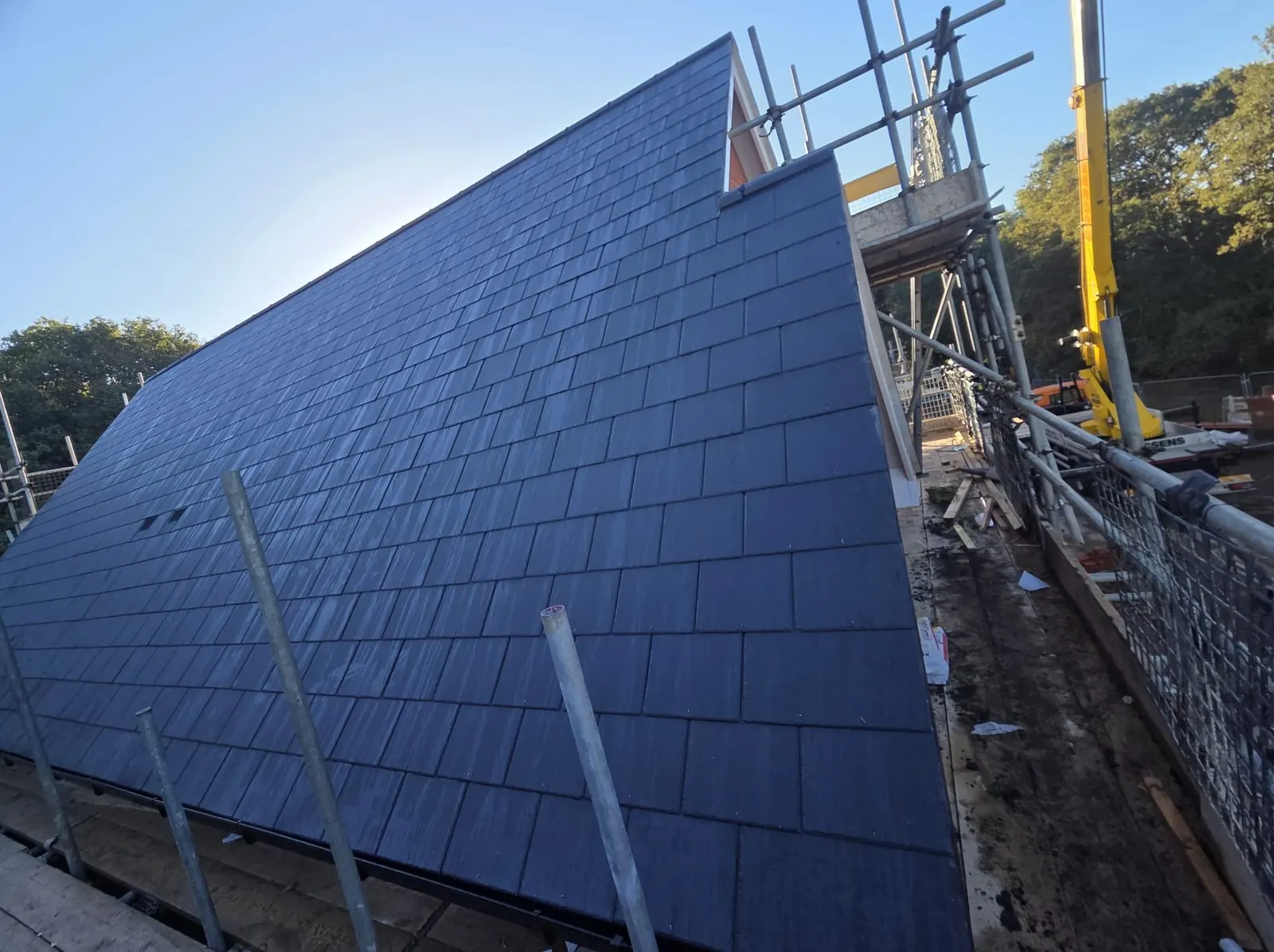 Newly laid slate roof slope in Surrey
